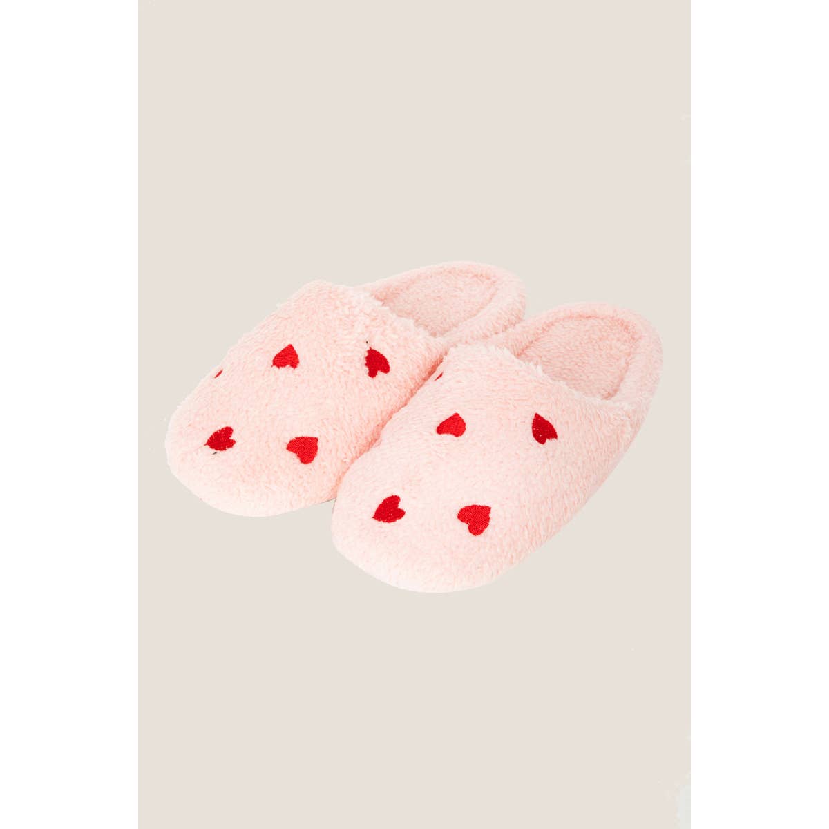 Love Heart Print Fur Slippers