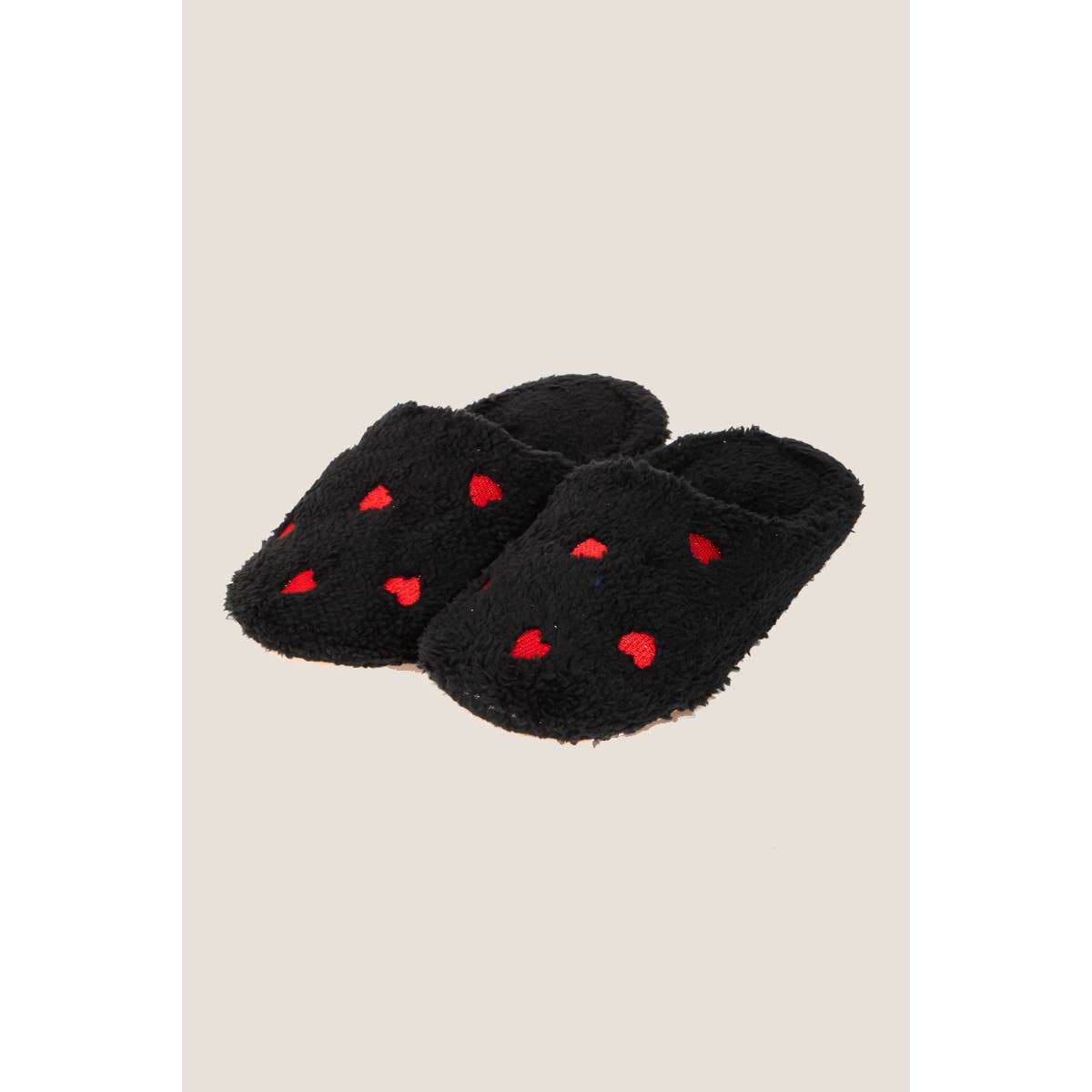 Love Heart Print Fur Slippers