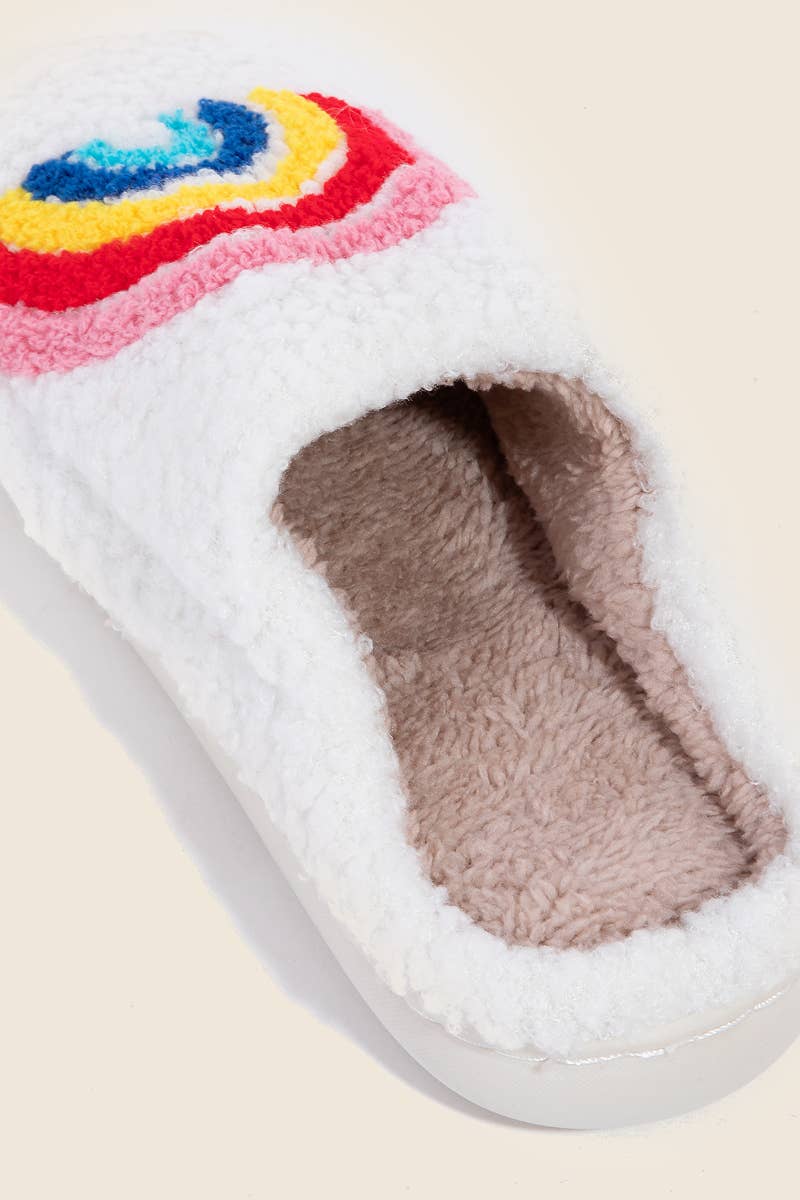 Vibrant Rainbow Design Fuzzy Slippers