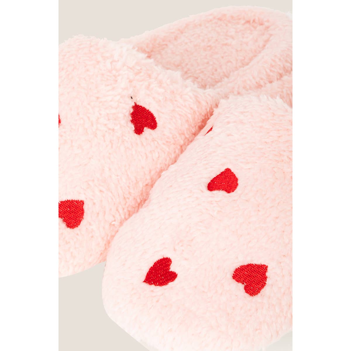 Love Heart Print Fur Slippers