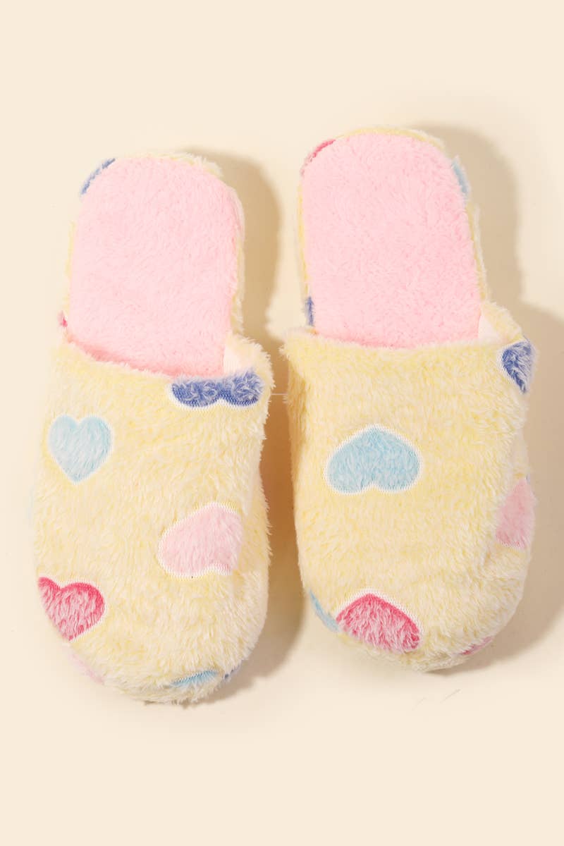 Heart Pattern Fur Slippers