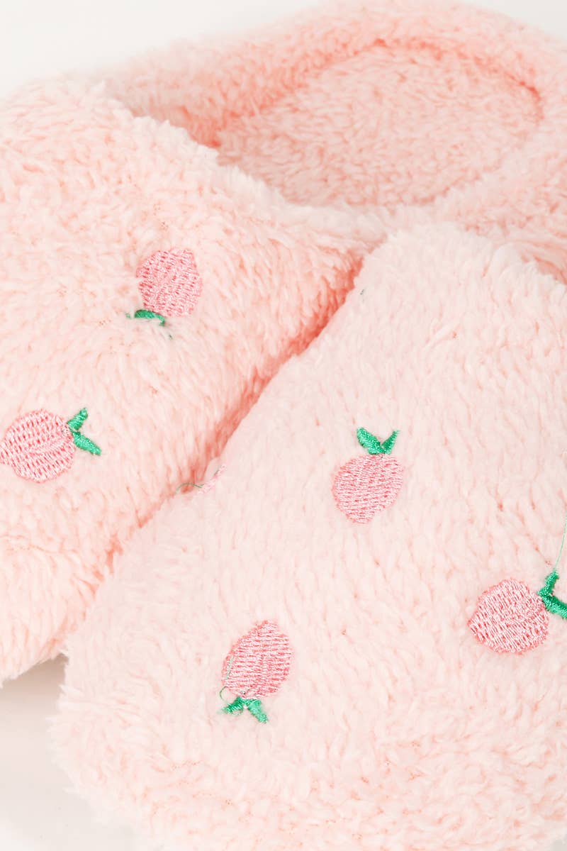 Strawberries Print Fur Slippers