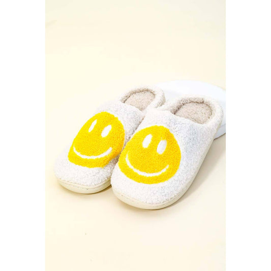 Happy Face Fuzzy Slippers