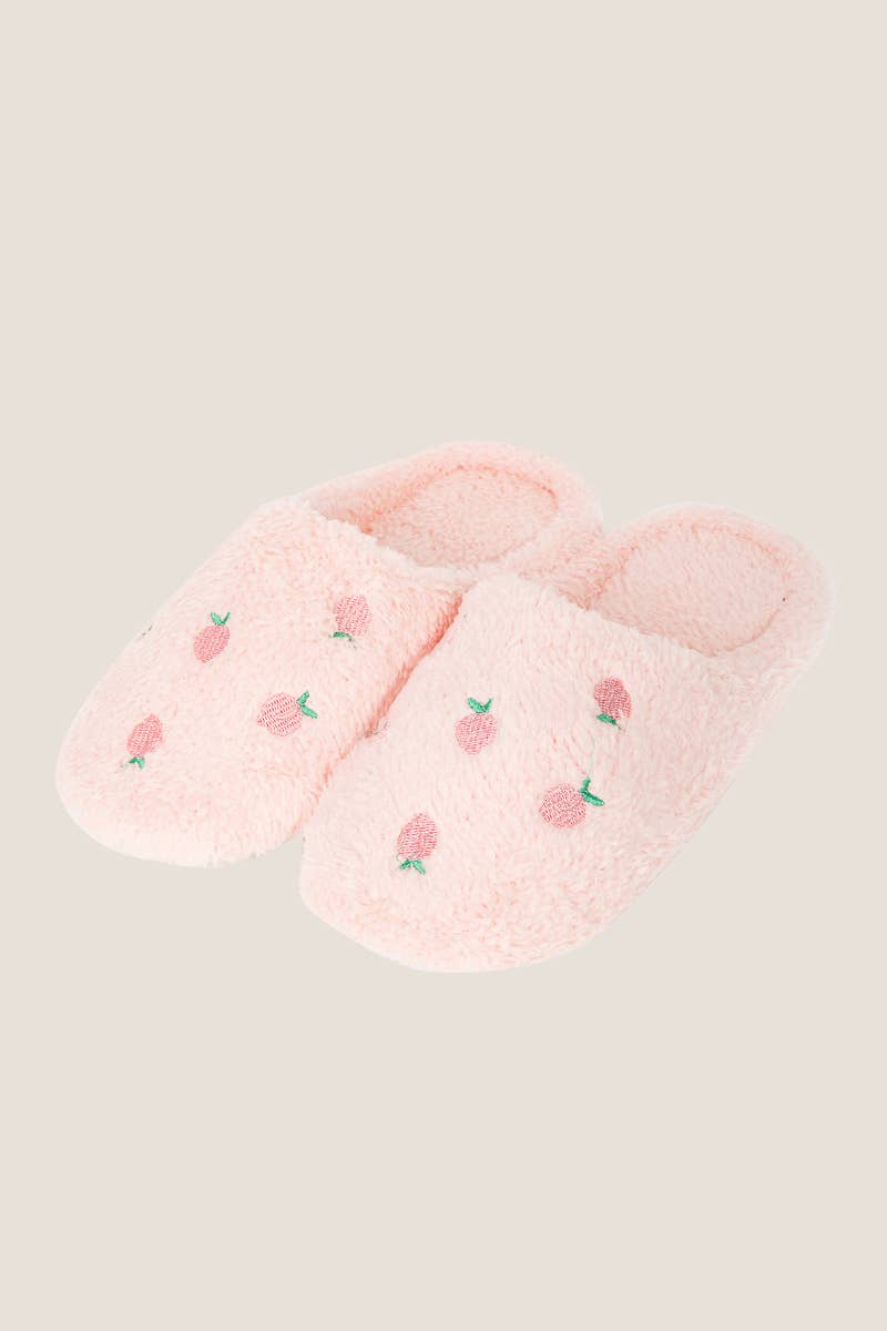Strawberries Print Fur Slippers