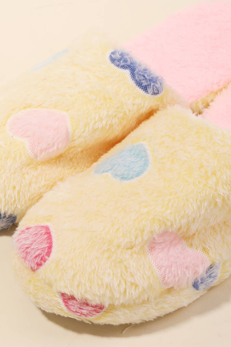 Heart Pattern Fur Slippers