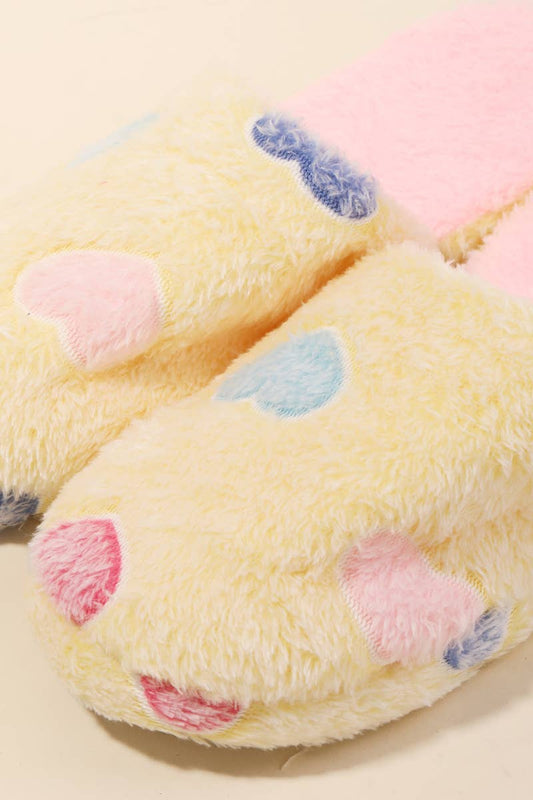 Heart Pattern Fur Slippers