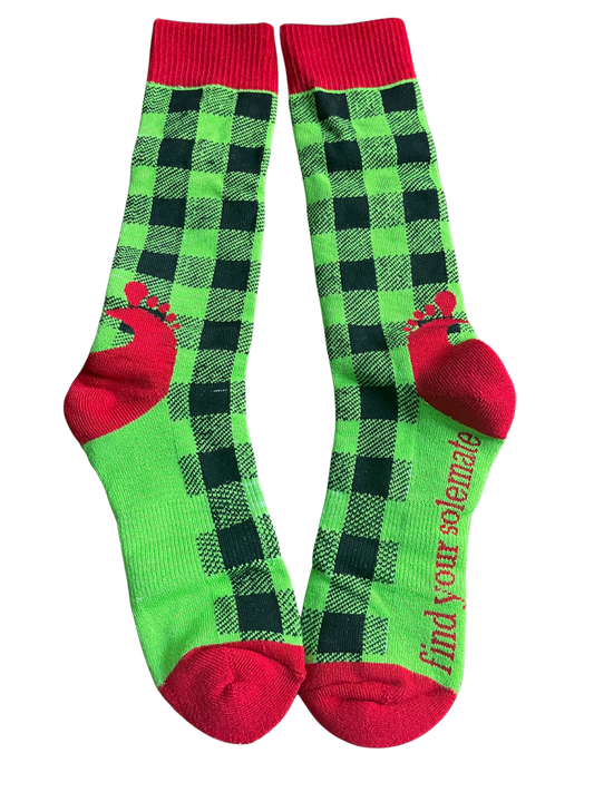 Green Grinch Plaid Sox