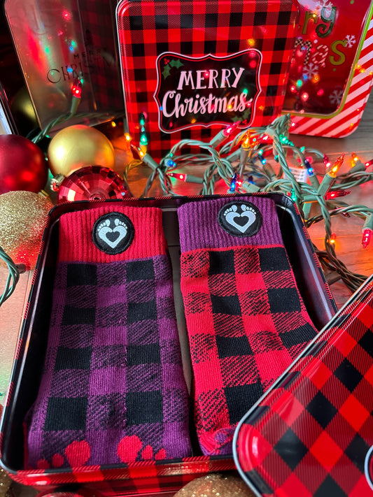 Red Plaid Holiday Sox Box