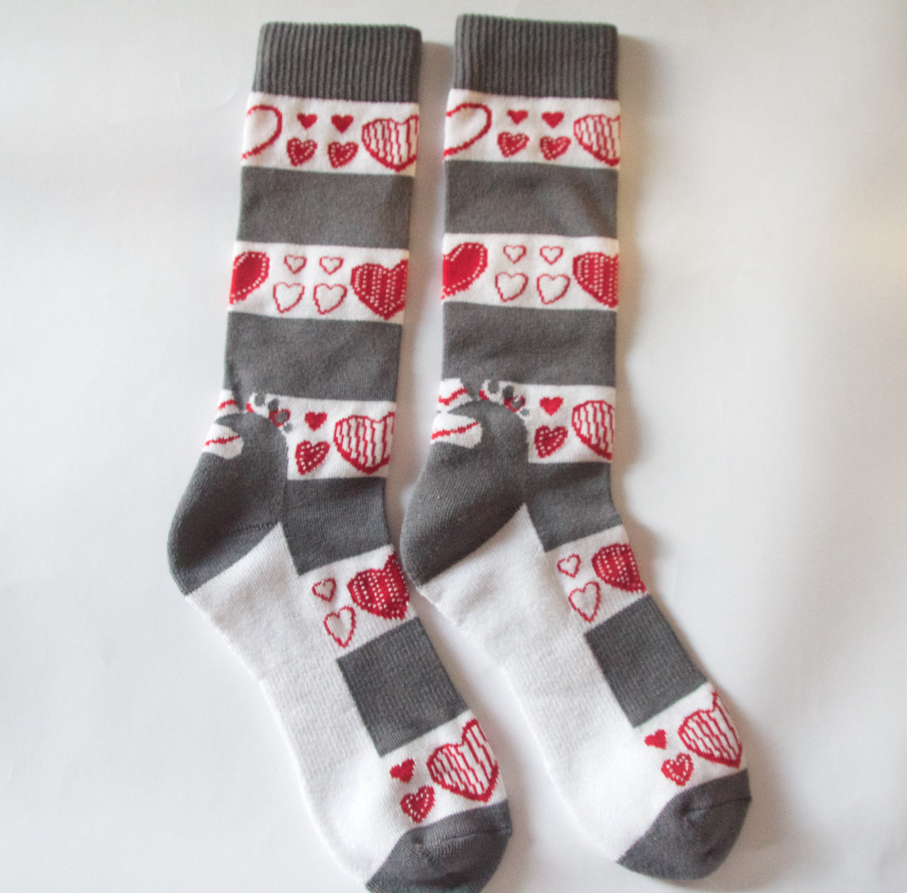 Hearts+Grey Stripes Sox